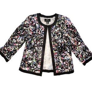 Trenz by‎ Theresa Renz Jacket Blazer Small Lined 3/4 Sleeve Embellish Career EUC